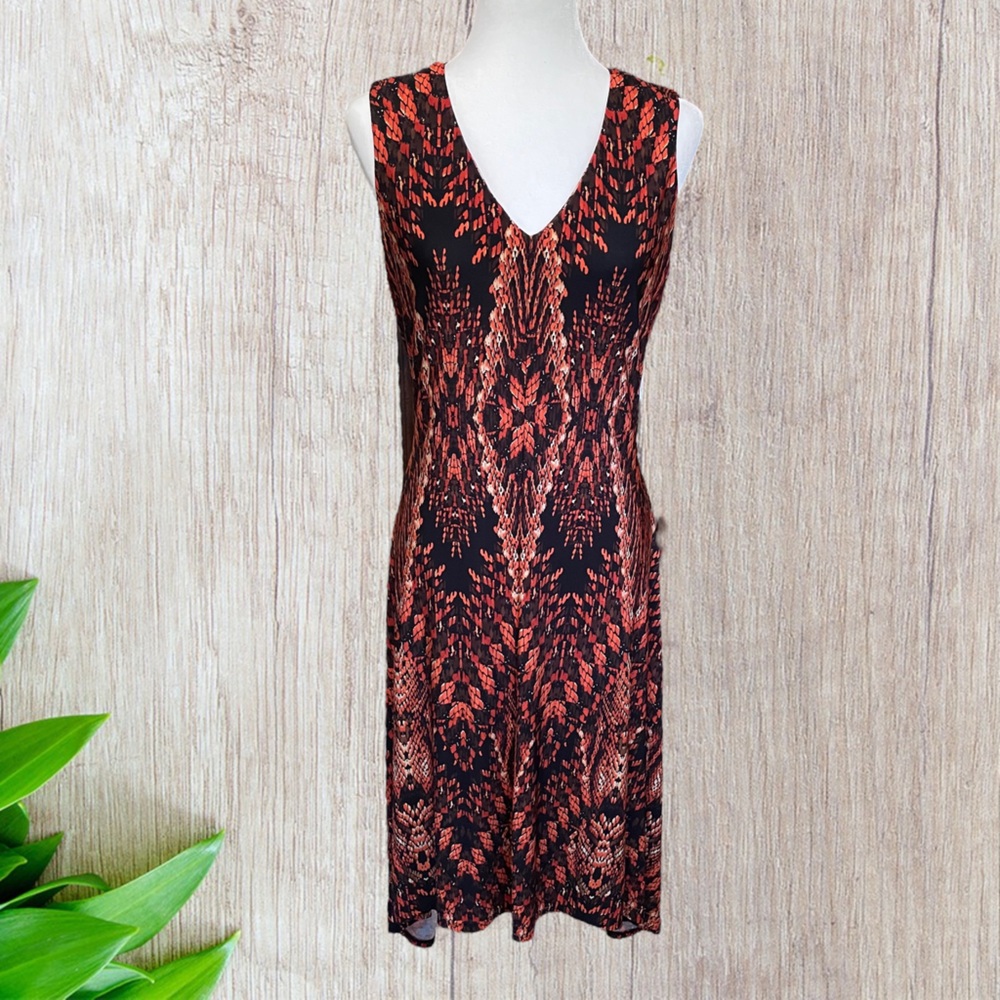 Emma & Michele Sleeveless, V Neck, Stretchy, Southwest Sundress Dress, Size L